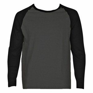 Mens Long Sleeve Raglan Baseball Tee Plain Cotton